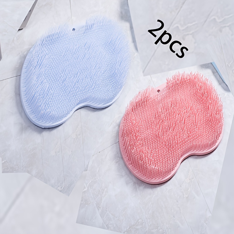 TEMU 2pcs Bath Scrubber - Non-slip Back Scrubber With Strong Adhesive, No Battery Needed, For Back, Feet, Shower, Tub - Bathroom Shower Organizer -