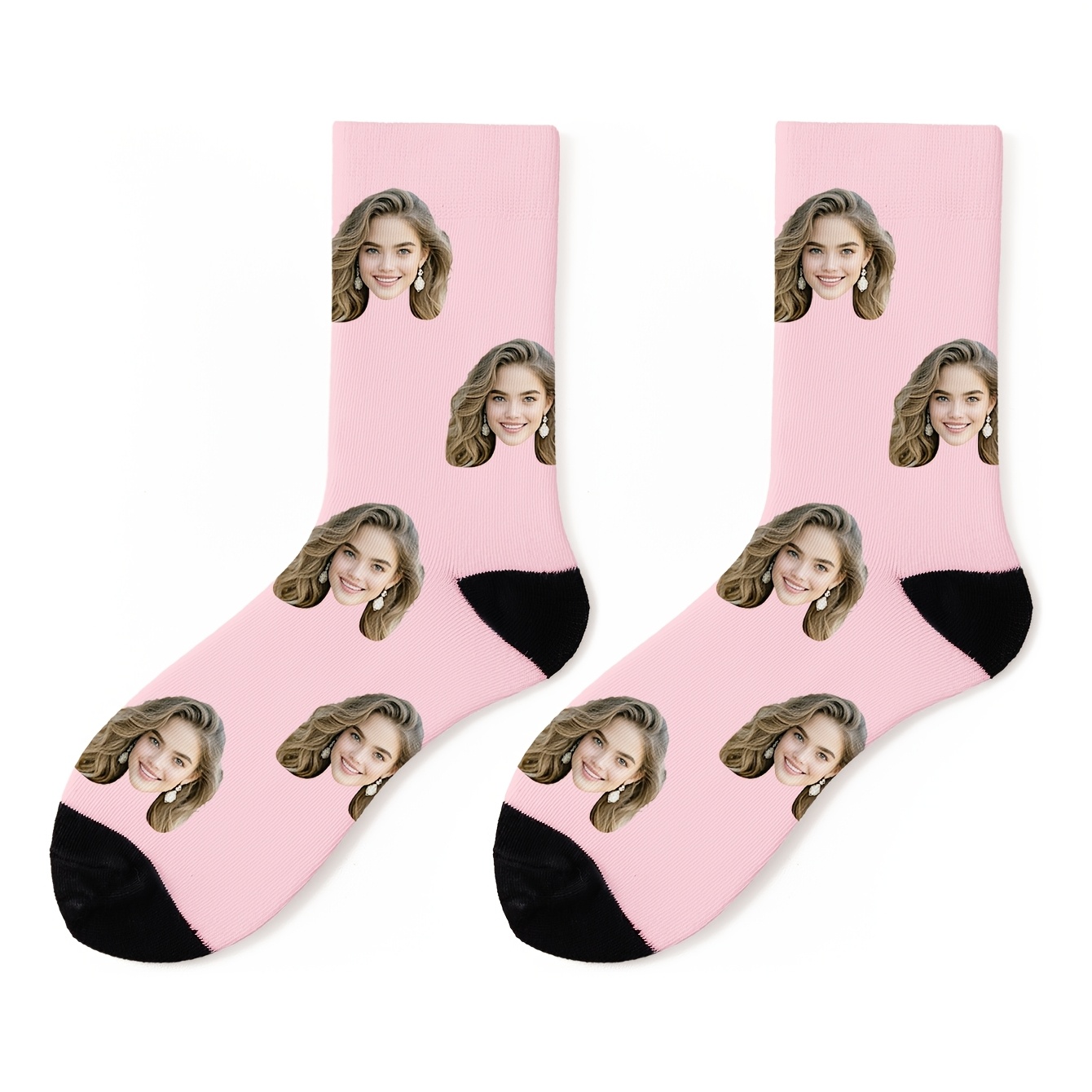 TEMU 1 Pair Of Custom Face Medium Tube Socks, Put Any Face On Socks, Personalized Socks With Photo, Funny Custom Picture Pair With Medium Socks,