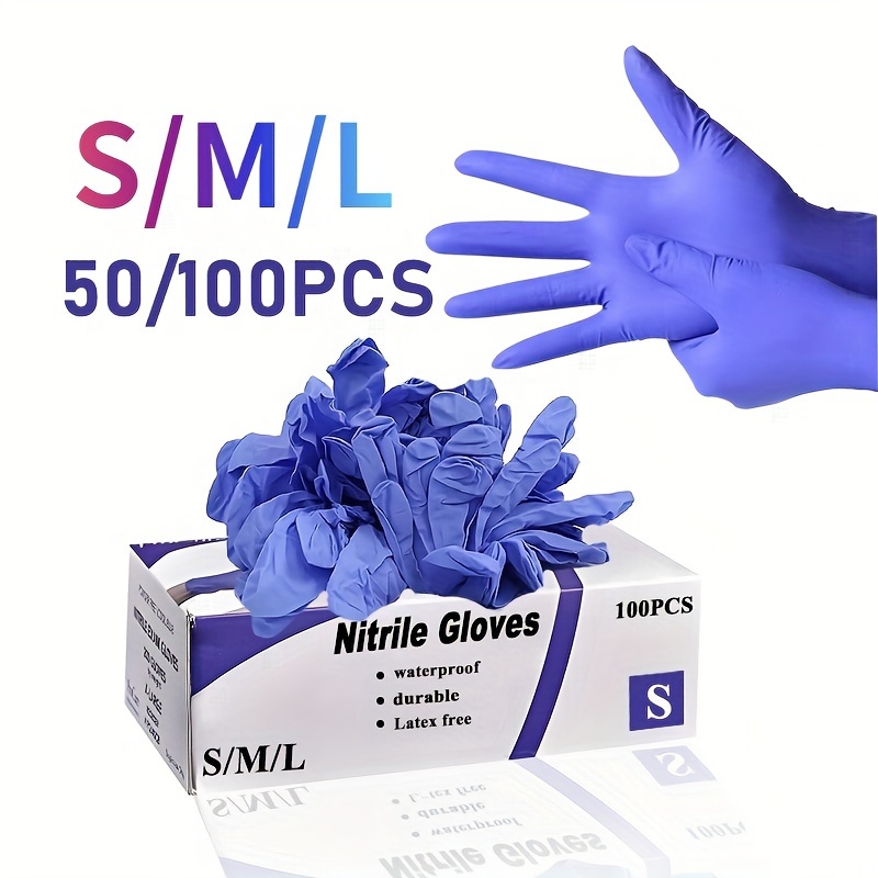 

50/100pcs Purple Disposable Nitrile Gloves Household Nitrile Gloves Food Nail Kitchen Dishwashing Cleaning Tools