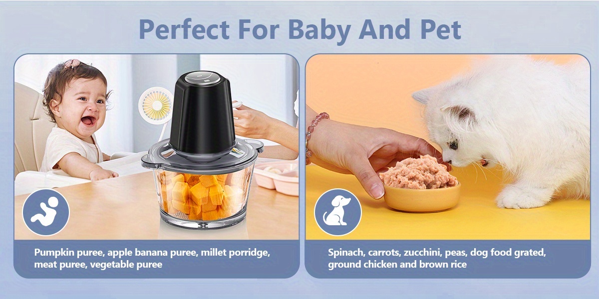 meat grinder 500w electric chopper vegetable chopper garlic grinder food processor chopper with 8 cup glass bowl 2 speed double layer blade suitable for kitchen home use baby food meat onion vegetables Product details 4