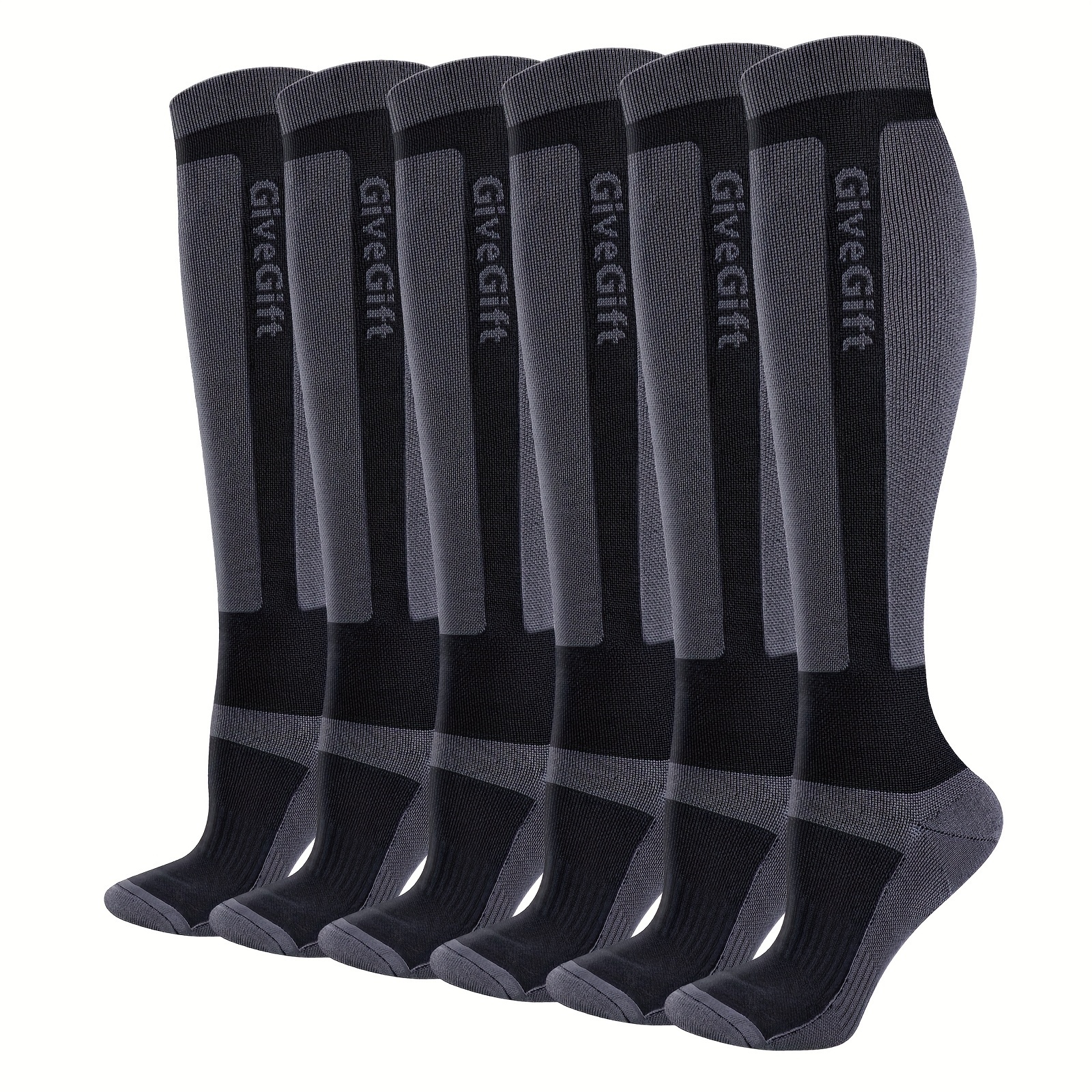 

3 Paires de Chaussettes de Compression pour Hommes Circulation Sous le Genou pour , la Randonnée, l'Escalade, le Cyclisme Chaussettes Hautes Noires et Blanches