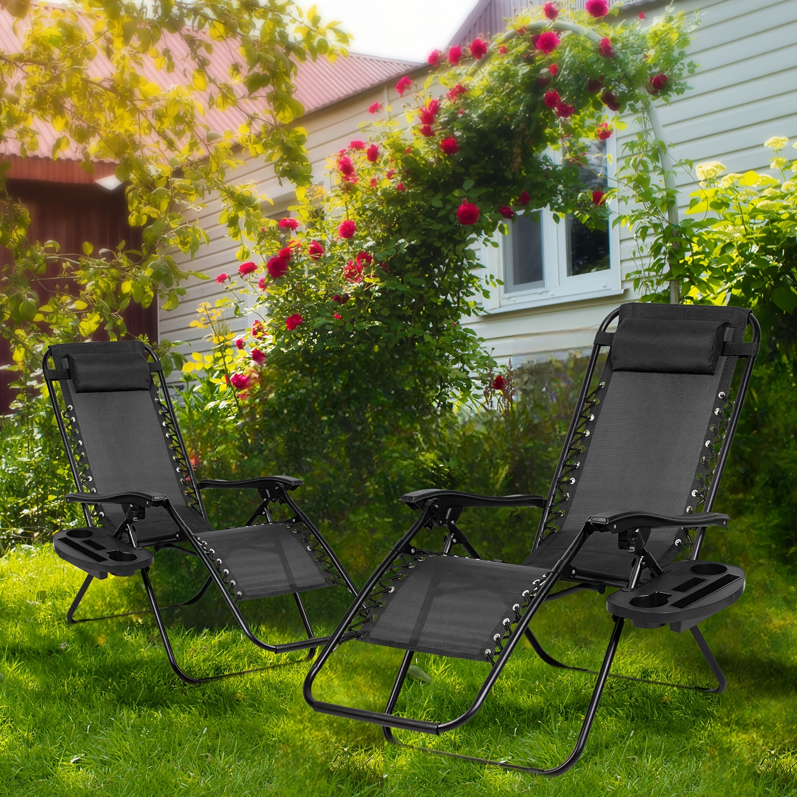 Pair of Outdoor Adjustable Lounge Chairs