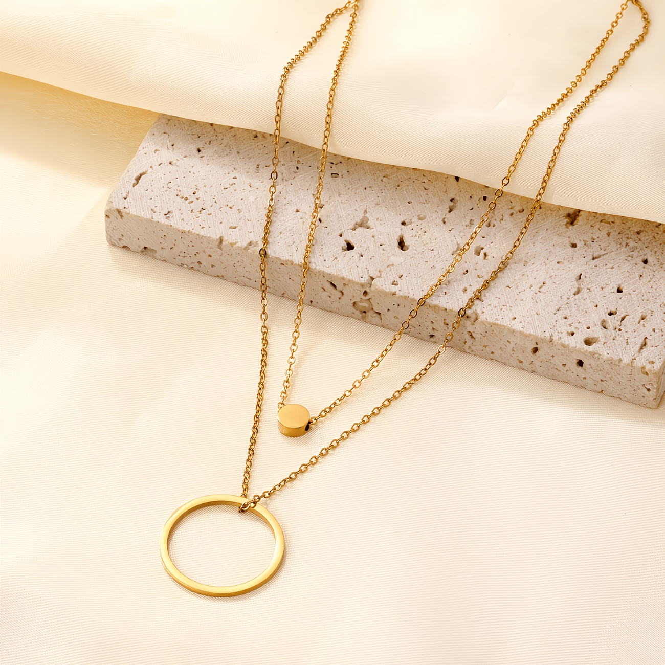 Women's 18K Golden Plated Western Hollow Circular Pendant Necklace