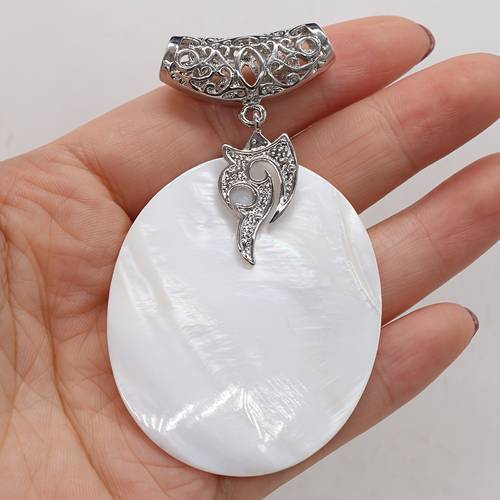pendant necklace mother of shell oval pendant 45x55mm for jewelry making diy necklace bracelet earrings accessory