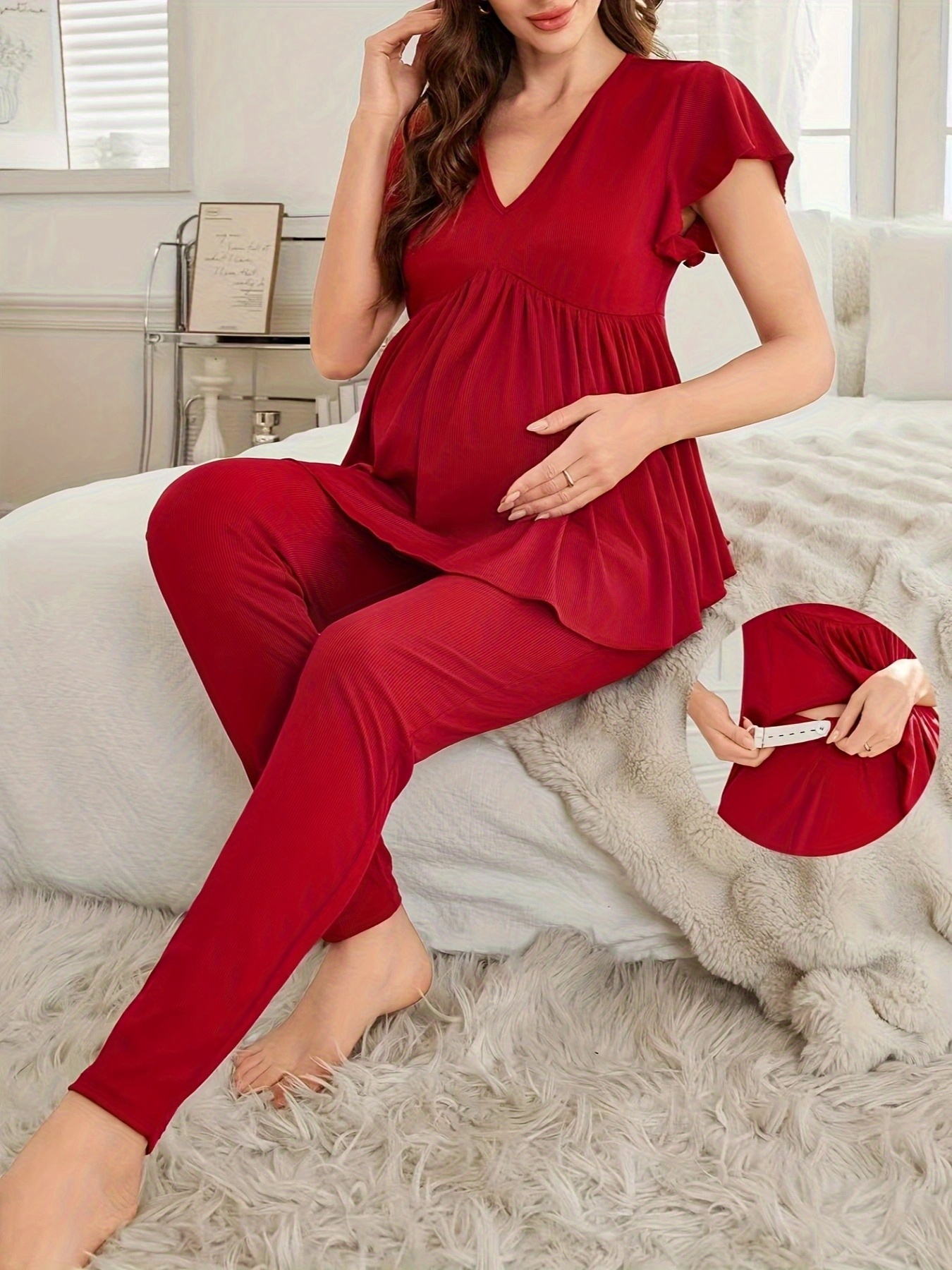 conjunto pijama color embarazadas cuello cordón Temu Guatemala