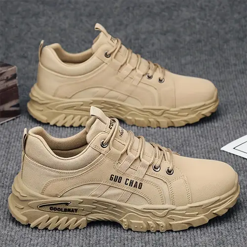 남성 캐주얼 작업화 아웃도어 하이킹 로우 탑 부츠 레이스업 클로저, 단색 pu 어퍼, 패브릭 라이닝, pvc 솔, 쿠션 천깔창 봄/가을용 - 라운드 토 디자인