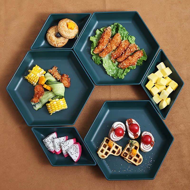 

3-piece/5-piece Set Novelty Hexagon Serving Platters - Durable Pp, Perfect For Snacks, Fruits & Desserts - Ideal For Home, Restaurant, Party Use