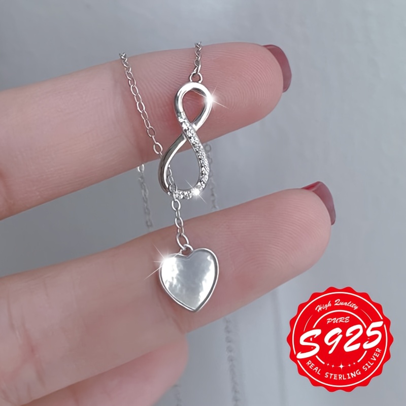 Women's 925 Silver Lucky Heart-Shaped Necklace, Unique Design
