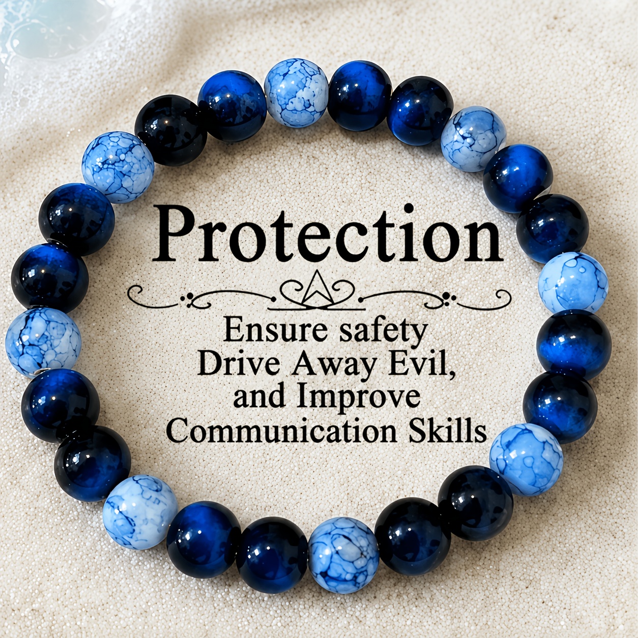 TEMU Bracelet de à pois blancs, 1 pièce, fait main avec œil de naturel et craquelée à veines de dragon, améliore les compétences en communication. Un