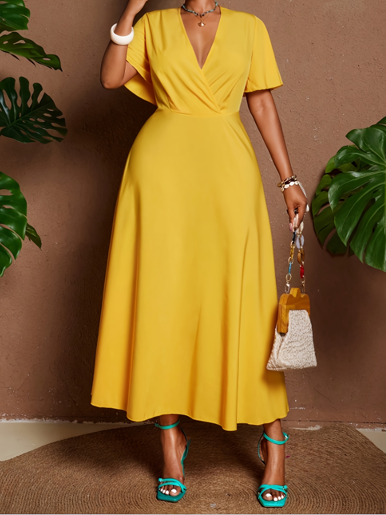 green emerald velvet dress Sonia Yellow Maxi Dress - US 14 main image 1