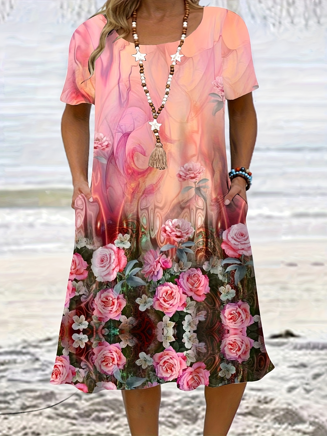 short sleeve maternity dress sold on Temu United States