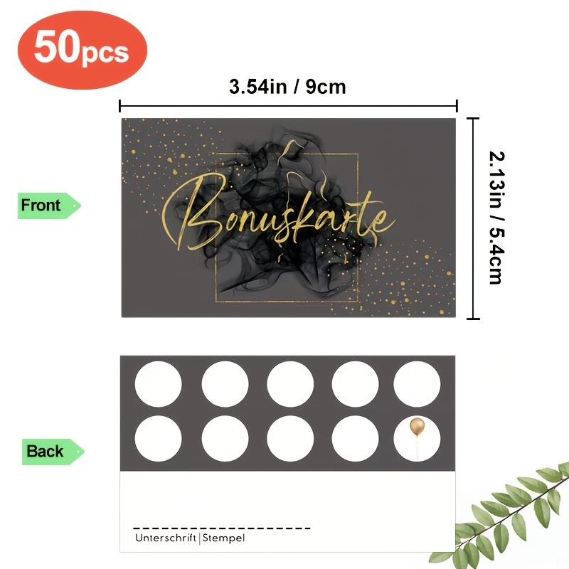 E-shop 50 Stück Luxus Mitgliedschaftskarten | Elegantes Schwarz-Goldenes Design für Schönheit, Nagel, Haar- und Spa-Salons - Sammle Stempel für