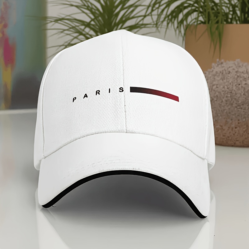 Unisex Adjustable Baseball Cap - "paris" Outdoor Sports Hat, Blue And Red Striped Design, Breathable And, Durable Headwear Suitable For