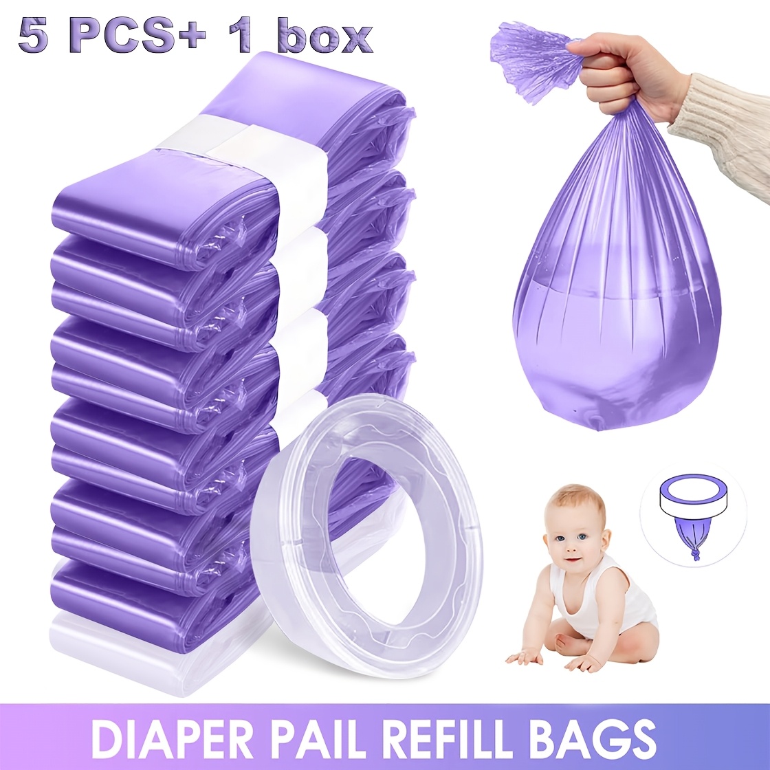 E-shop 10 Stück/8 Stück/5 Stück Windel-Eimer-Einsätze, Extra-Große Kapazität, Überlegene Geruchskontrolle, Kompatibel mit allen Arten von Ersatzbeuteln
