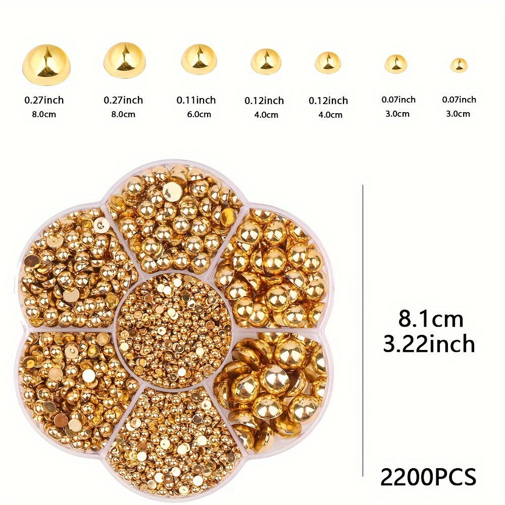 TEMU 2200pcs Golden Imitation Pearl Flat-back Accessories, Perfect For Nail Art Jewelry Making