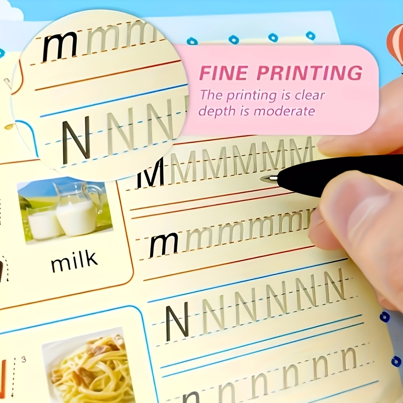 4pcs Magical Handwriting Workbooks Practice Copybook, Magic Calligraphy That Can Be Reused Handwriting Copybook Tracing Book(4 Books+1Pen+8Refills), Christmas Gift