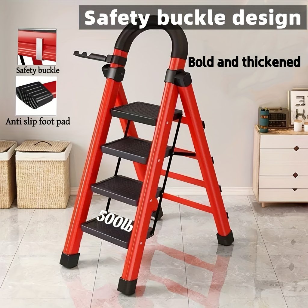 heavy duty 3 4 portable folding ladder 500 lbs capacity durable plastic with anti slip pedals lightweight sturdy design for home and industrial use details 1