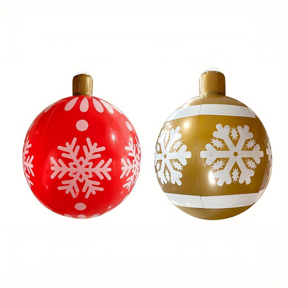 Image of 2pcs Red Green Inflatable Christmas Balls Inflatable Decorative Balls Suitable For Gatherings Party Decorations Balloons Christmas Tree Colored Lantern Balls Ornaments