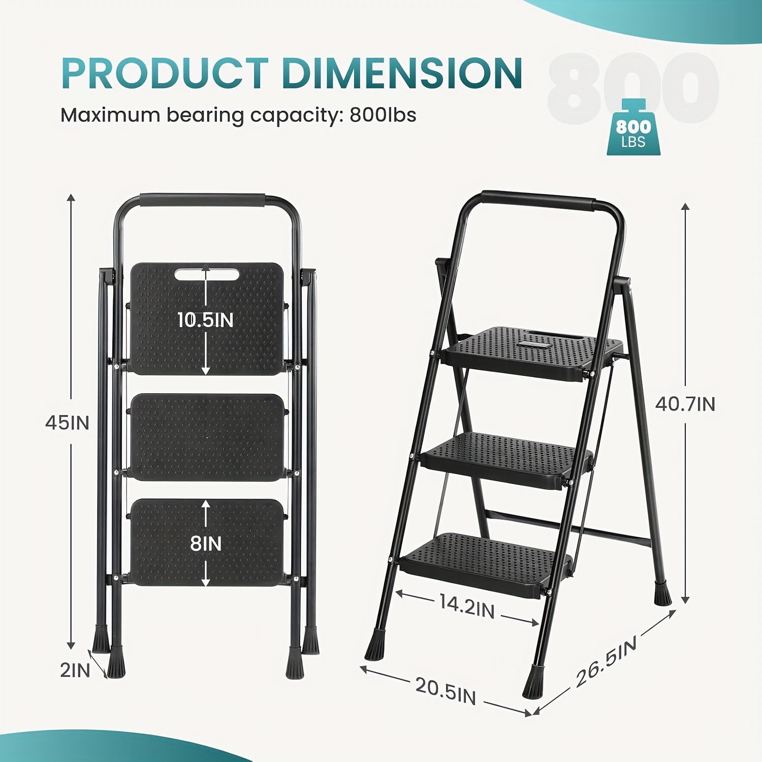Heavy Duty Folding Step Ladder with Wide Anti-Slip Steps & Shelves - Portable Steel Step Stool Suitable for,, - Lightweight Sturdy 2/3-Step Ladder, Ideal for,,, Festival Gifts, Space-Saving, Storage 5 Heavy Duty Folding Step Ladder with Wide Anti-Slip Steps & Shelves - Portable Steel Step Stool Suitable for,, - Lightweight Sturdy 2/3-Step Ladder, Ideal for,,, Festival Gifts, Space-Saving, Storage - Image 5