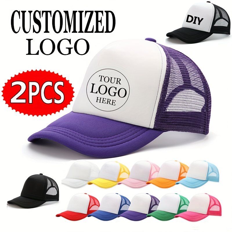 TEMU Lot de 2 casquettes de baseball avec logo personnalisé gratuit pour vous, pour hommes et femmes, taille réglable, pour groupes en vacances avec