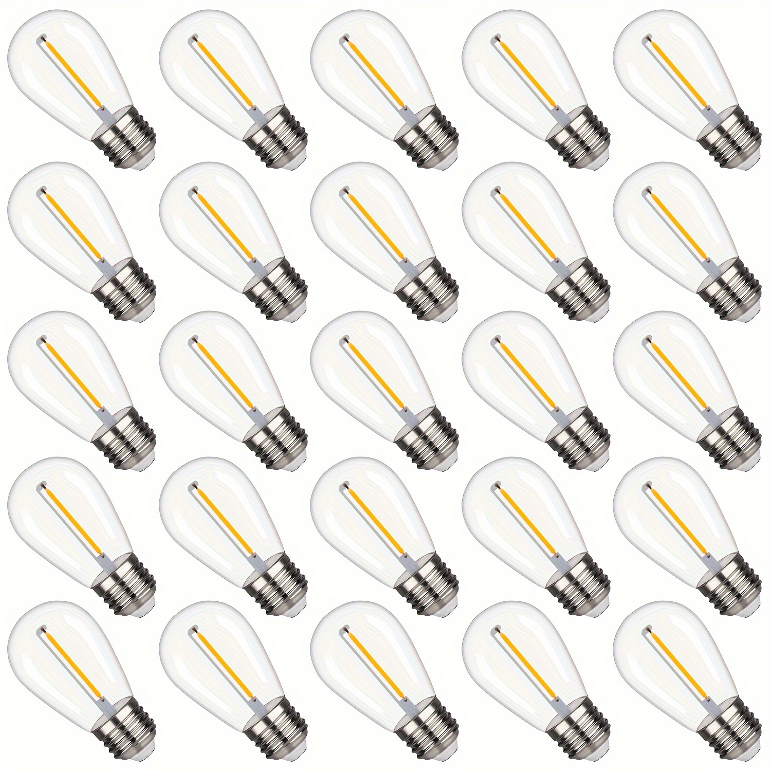 

25pcs Shatterproof S14 Replacement Led Light Bulbs, 1w To 10w, White Warm 2200k String Lights Vintage Led Plastic Bulb, E26 Base Led Bulbs