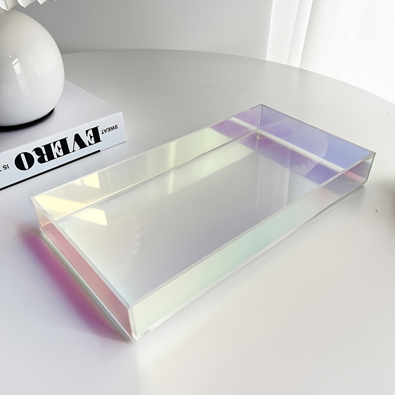

Acrylic Decorative Tray - Transparent Rectangular Storage Display Tray For Home Use, Beverage & Cup Organizer