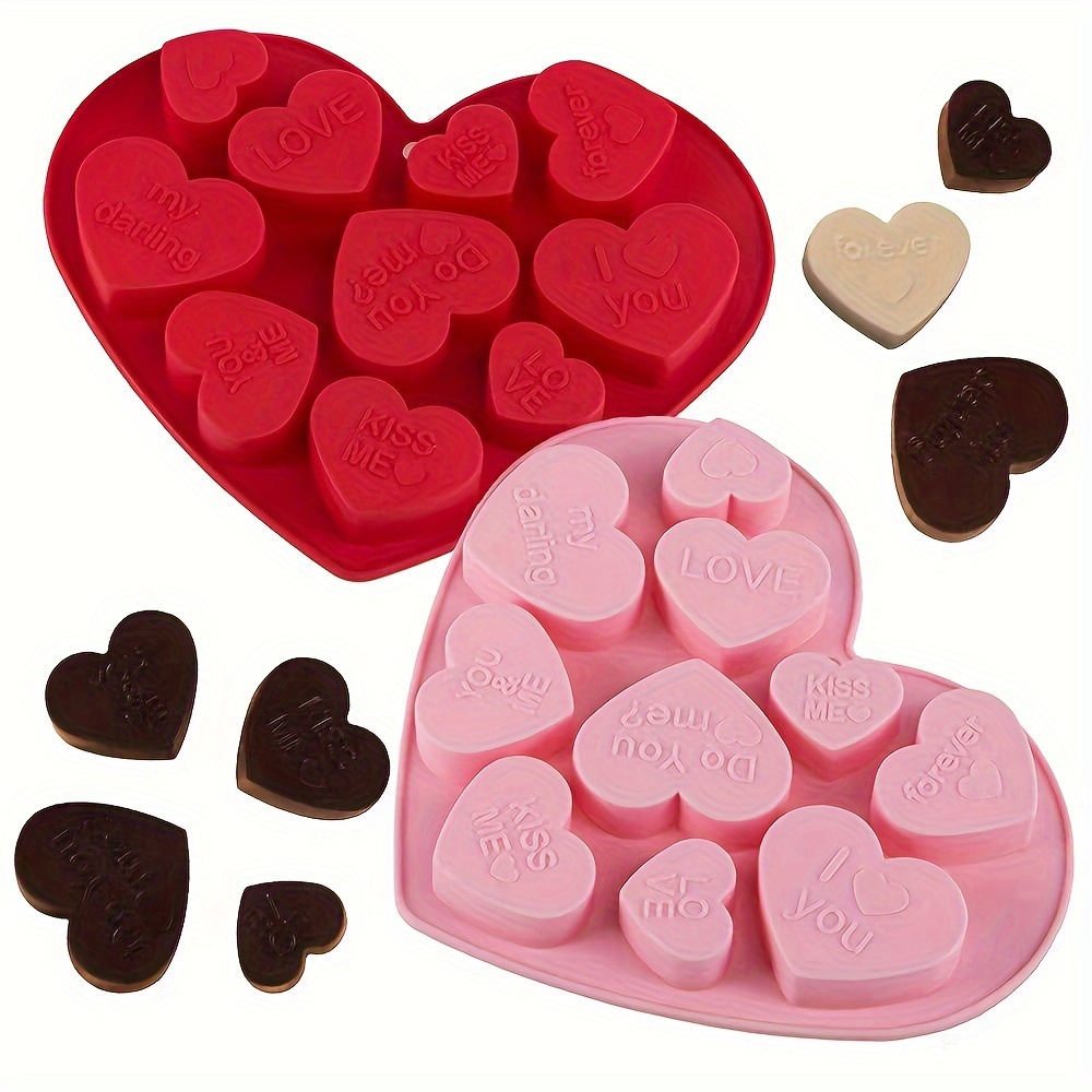 

Silicone Love & Affection Chocolate Molds, 10-grid Heart & Letter Shapes, Lead-free, High Temp Resistant, Diy Baking & Candy Making Tools - 1pc