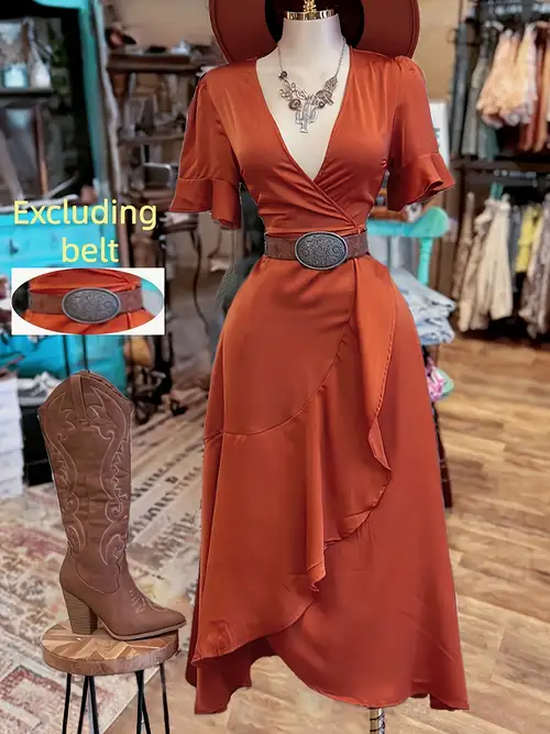 flowy rust dress sold on Temu United States flowy rust dress sold on Temu United States