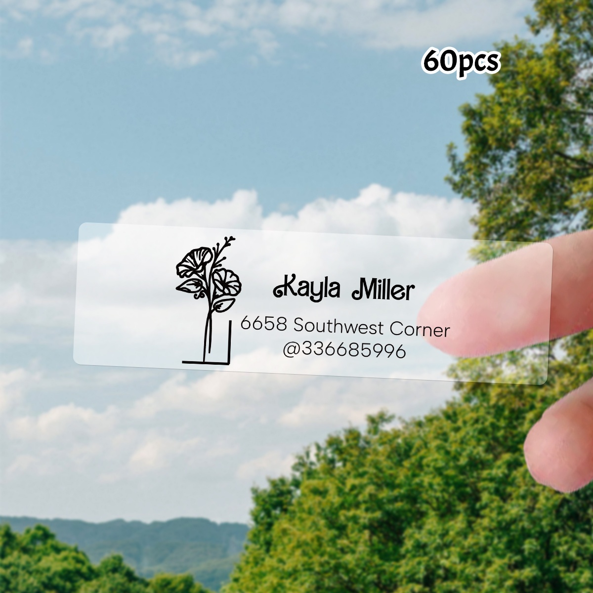 Custom Text Rectangular Transparent Address Stickers