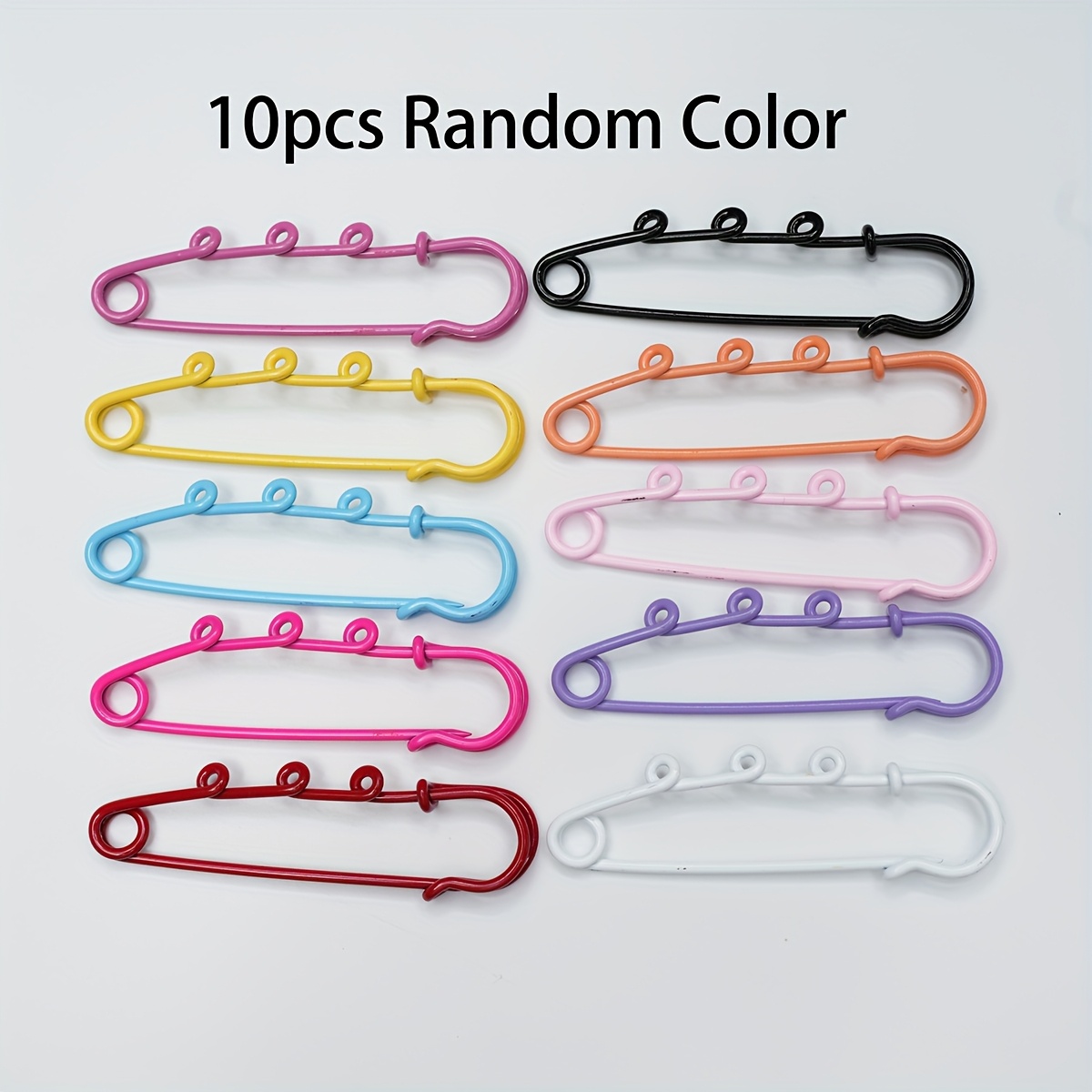 TEMU 10pcs Of 1.4x6cm Colored Pins, Random Colors, With Holes, Made Of Stainless Steel
