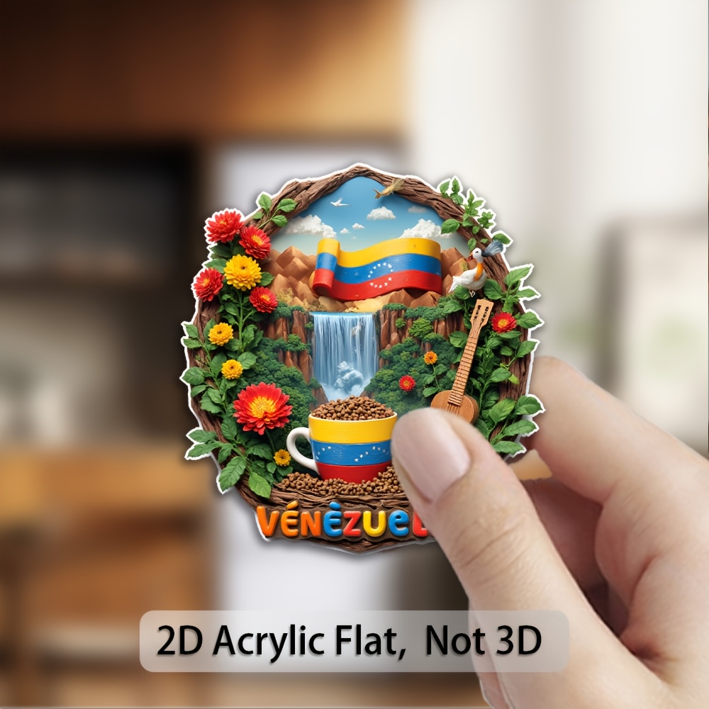 TEMU Imán de 1 pieza con temática de Venezuela, adecuado para decoración de y - Imán ovalado de acrílico con paisajes venezolanos, , vegetación ,