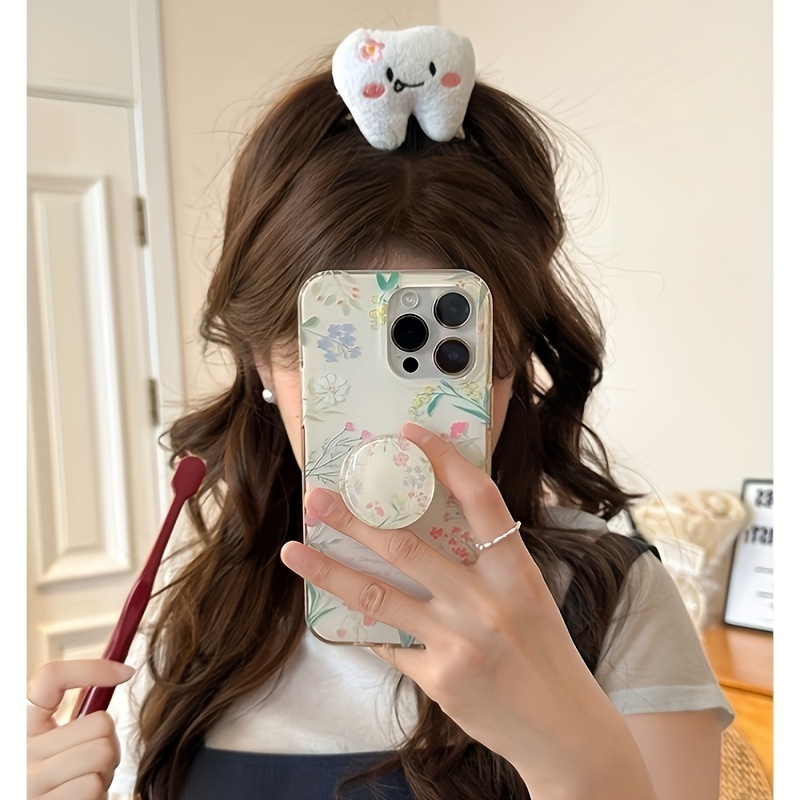 

Cute Cartoon Teeth Hair Clip - Fabric Barrette For Women, Side Bangs & Flyaways, Accessory