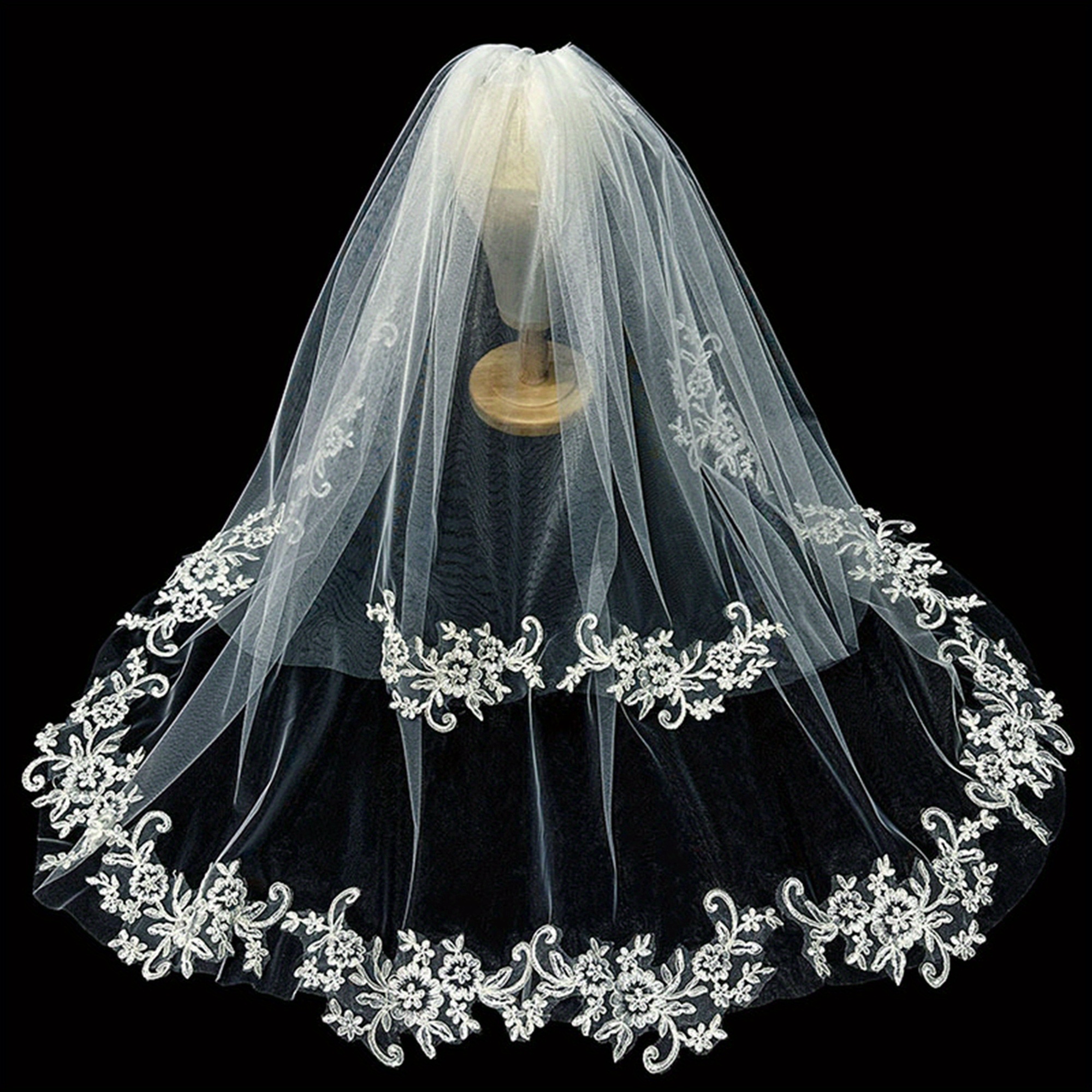 elegant white tulle bridal lace applique long - Temu display picture 2
