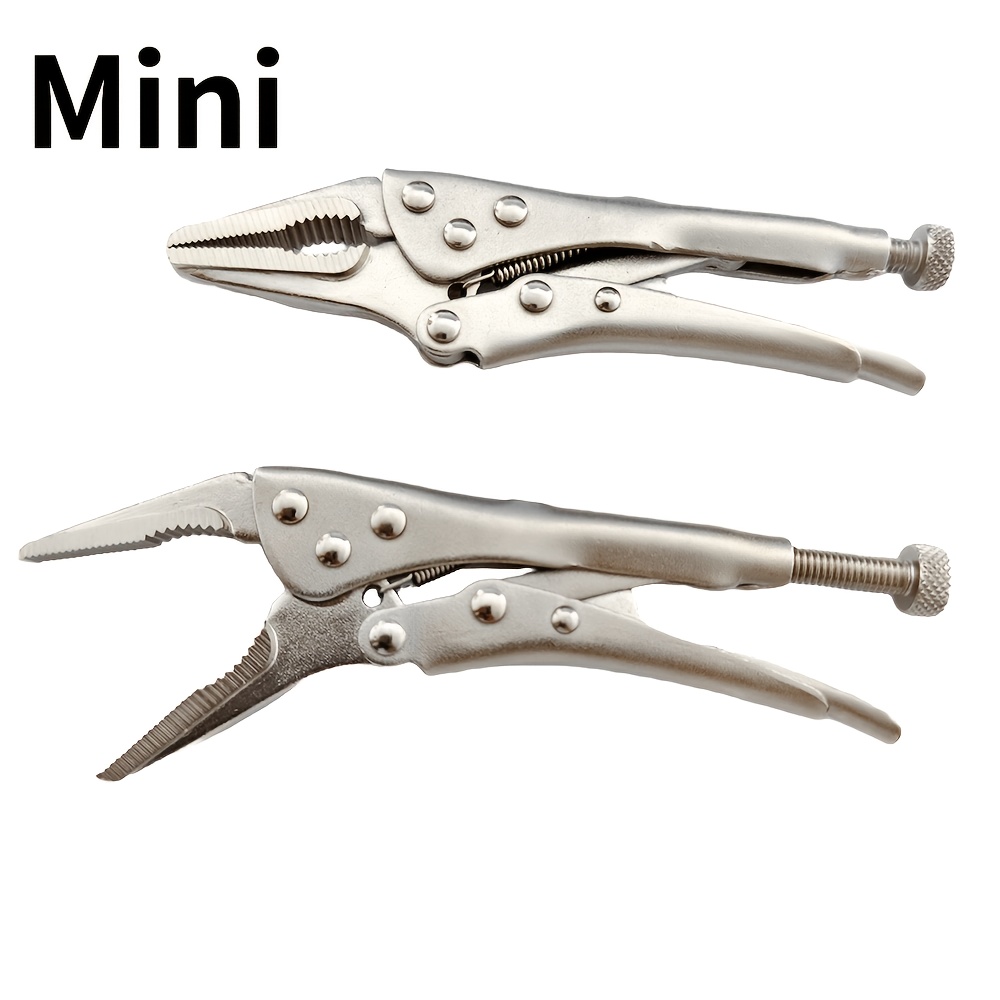 TEMU 2pcs Set Of Small-sized Long-nose Diagonal Pliers, Featuring A Lever-type Self-locking Structure With A , Suitable Work And Holding Small
