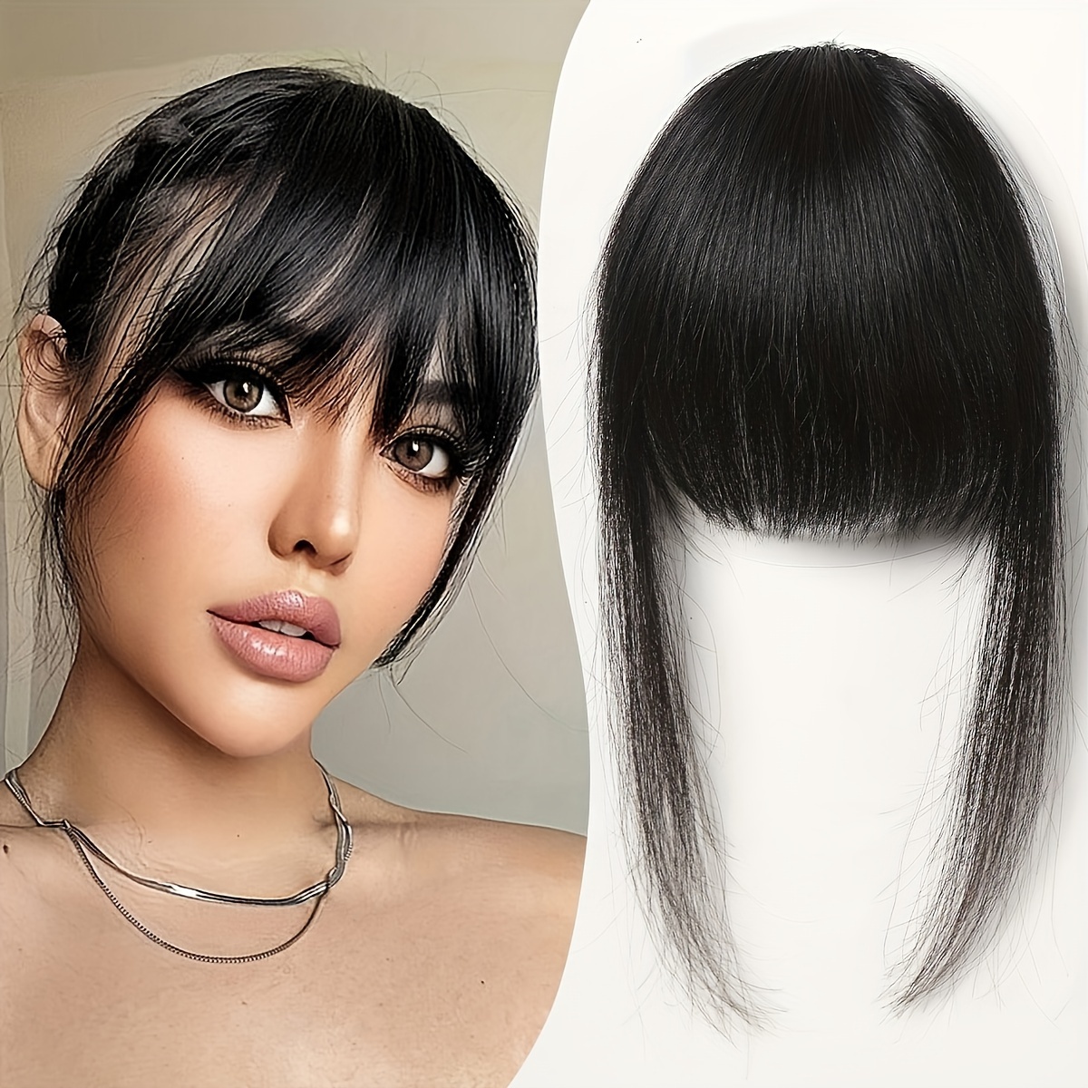 100 human bangs hair clip in bangs real human hair wispy bangs hair length 4 inches net weight   hairpieces for women clip on air bangs flat neat bangs hair extension for daily wear   details 2