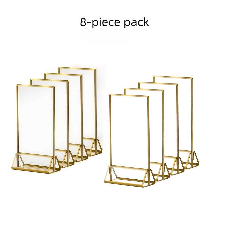 TEMU 4pcs/8pcs Transparent Acrylic Wedding Table Number Signs, Golden-framed Photo Display Stands, Double-sided Frames, Suitable For Various