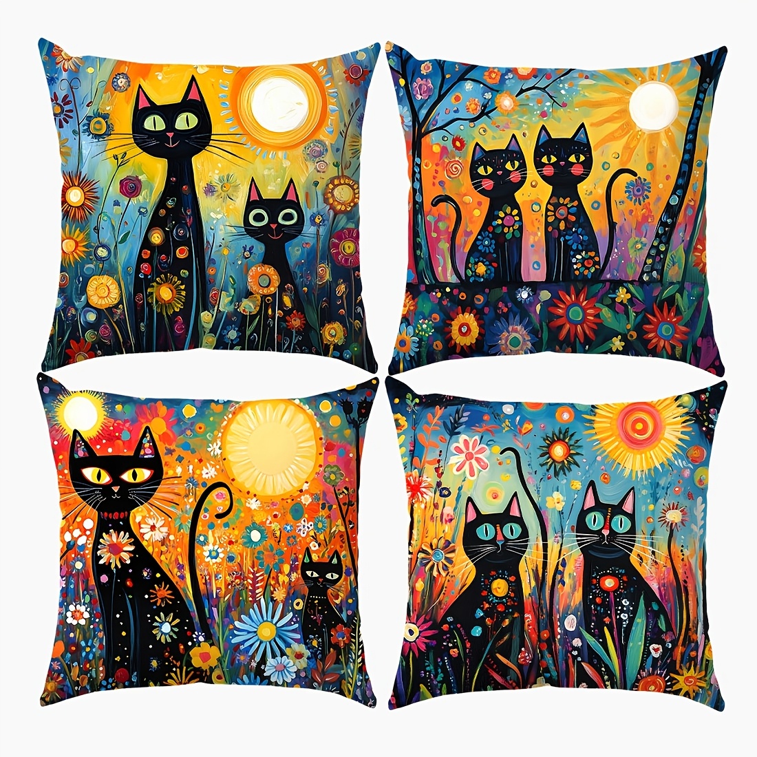 TEMU 4pcs Taie d'oreiller imprimée à motif floral coloré de - Housse de canapé en velours 45*45Cm