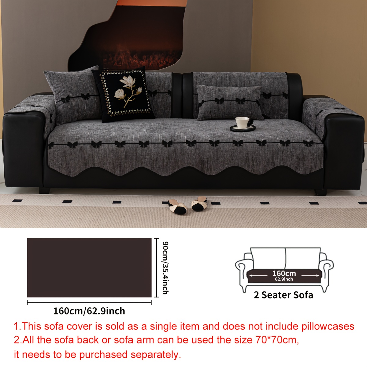 Image of 1pc Irregular-shaped Vintage Sofa Cover, Soft And Comfortable Fabric, Universal Sofa Cushion, Anti-slip And Wear-resistant, Pet-friendly, Embellished With A Bow For A Lightly Luxurious And High-