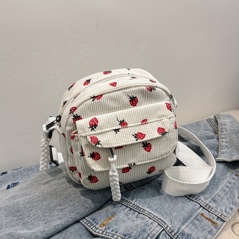 TEMU Simple And Fashionable Strawberry Print Women's Mini Square Bag, Equipped With - Outer Pocket Camera Bag And A Long Shoulder Strap Adjustable Crossbody Bag. Suitable For Women's Casual Use