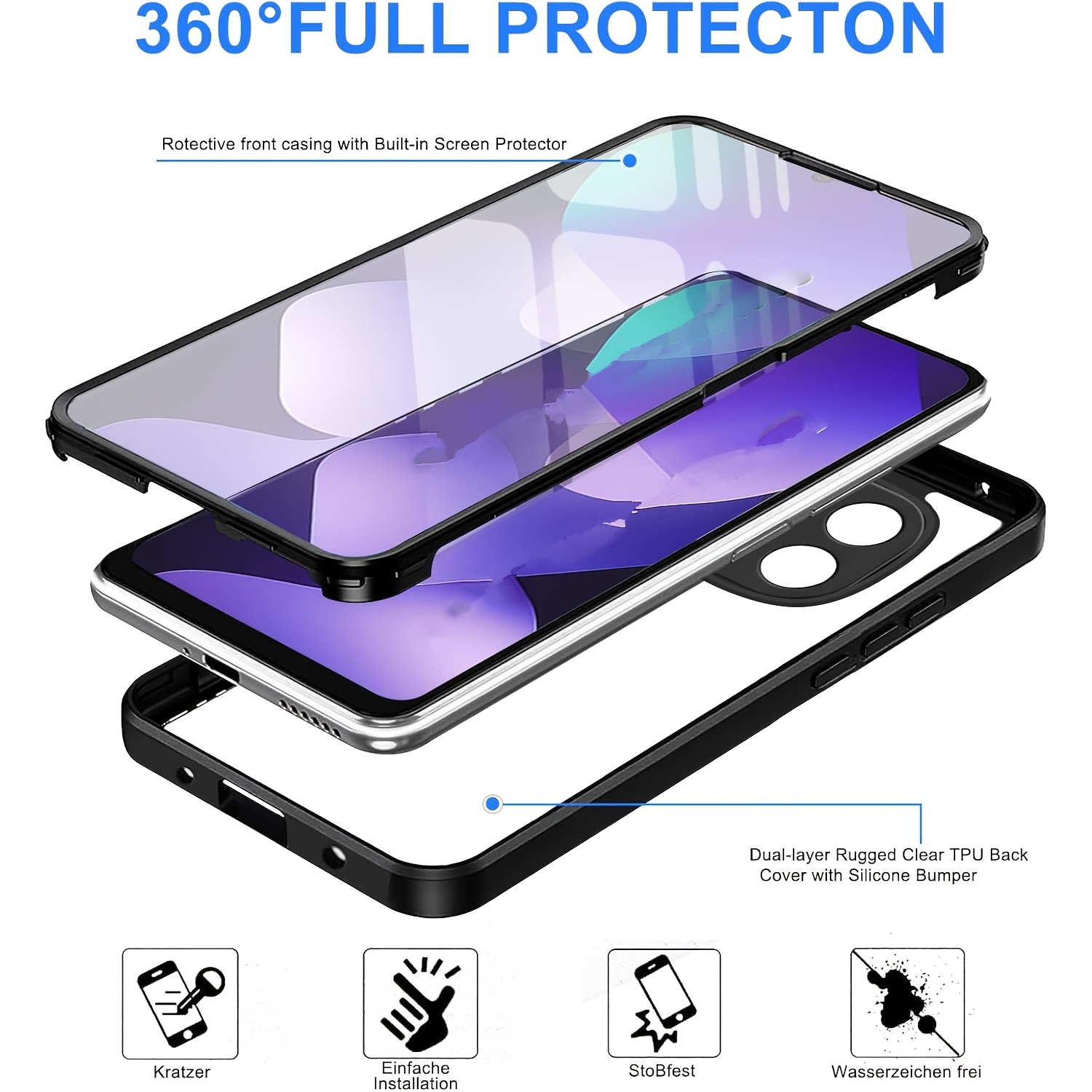 TEMU Phone Case - 360 Full Body Protective Double-sided Transparent Shockproof Case Compatible With Xiaomi Redmi Note 15 Pro 5g Note 15 Pro+ Note 14