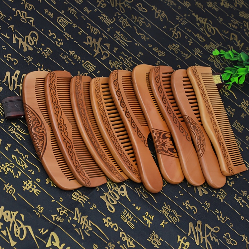 4pcs Walnut Handle Wooden Smoothing Comb Set
