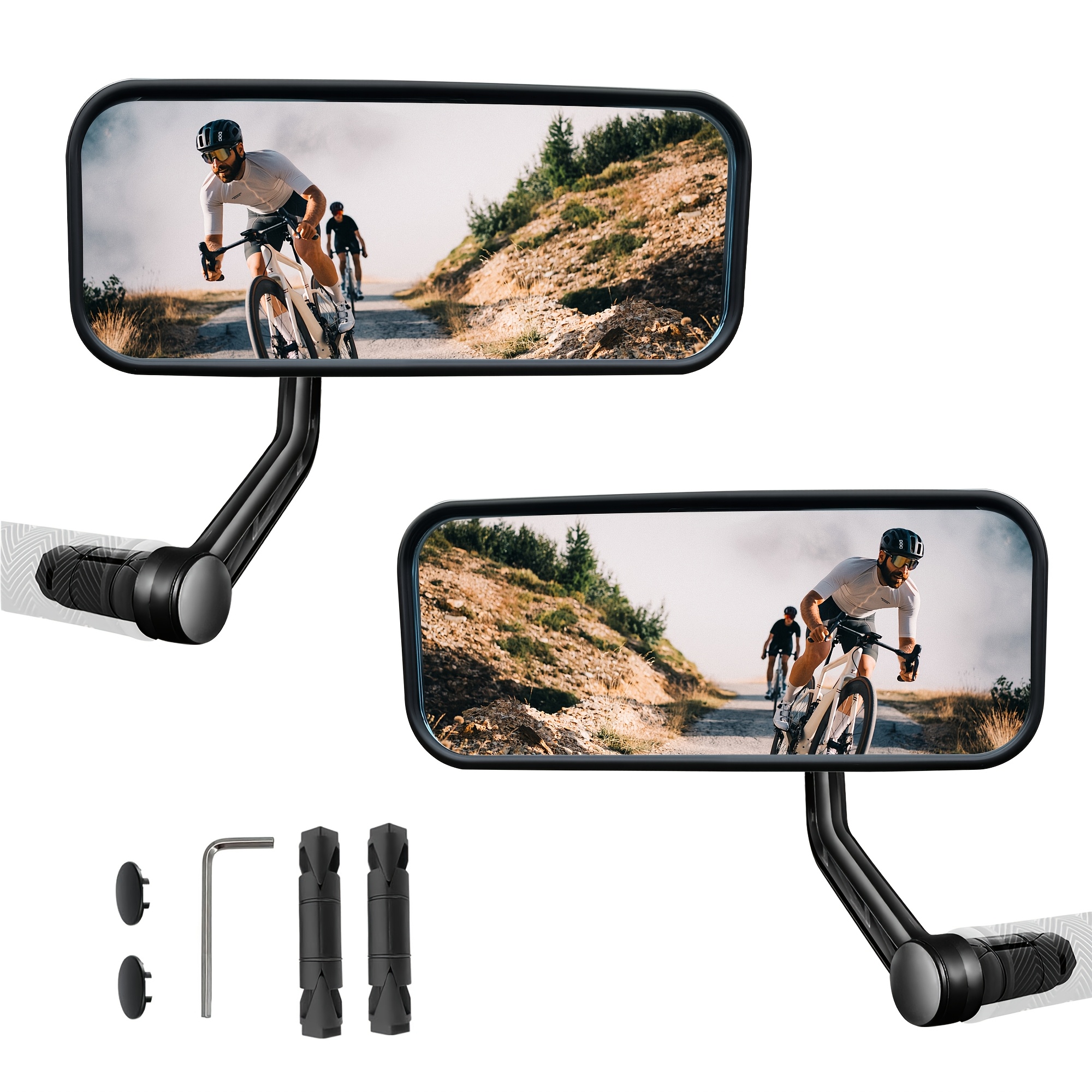 E-shop Fahrradspiegel kompatibel mit E- & - Konvexglas-Rückspiegel mit kratzfestem Autoglas, gebogene Form für weites Sichtfeld - Montage