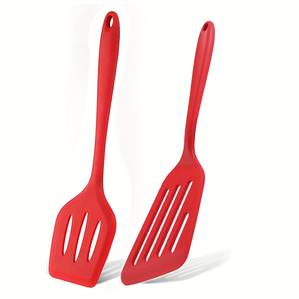Image of 2pcs Silicone Slotted Spatula Set -heat Resistant, Cookware -kitchen Utensils For Cooking, Flipping, Turning, Baking, Mixing - Great Holiday Gift, Spatula For Cooking