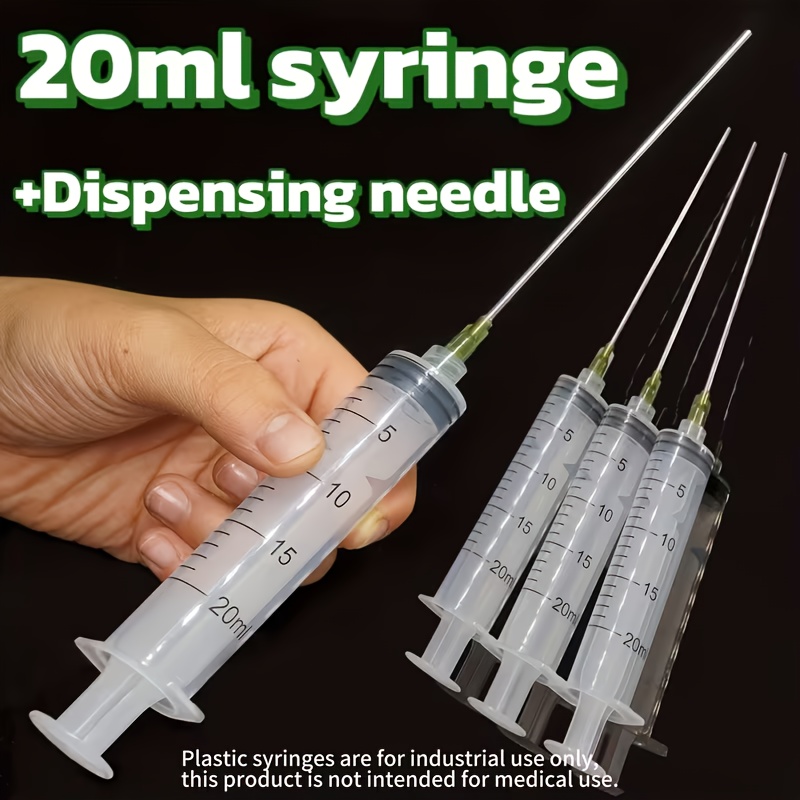 Image of 3pcs 20ml Plastic Syringes With 3pcs 4 Inch 14ga Blunt Tip Industrial Applicator Needles , Pet Feeding, Liquids, Oiling, Painting, Mechanics And Experiments