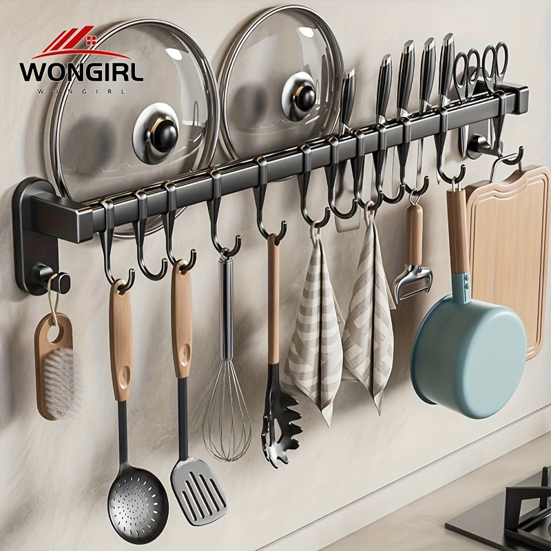 

Wongirl Carbon Steel Kitchen Organizer Rack - Ideal For Chopsticks, Knives & | With Adhesive Or Screws