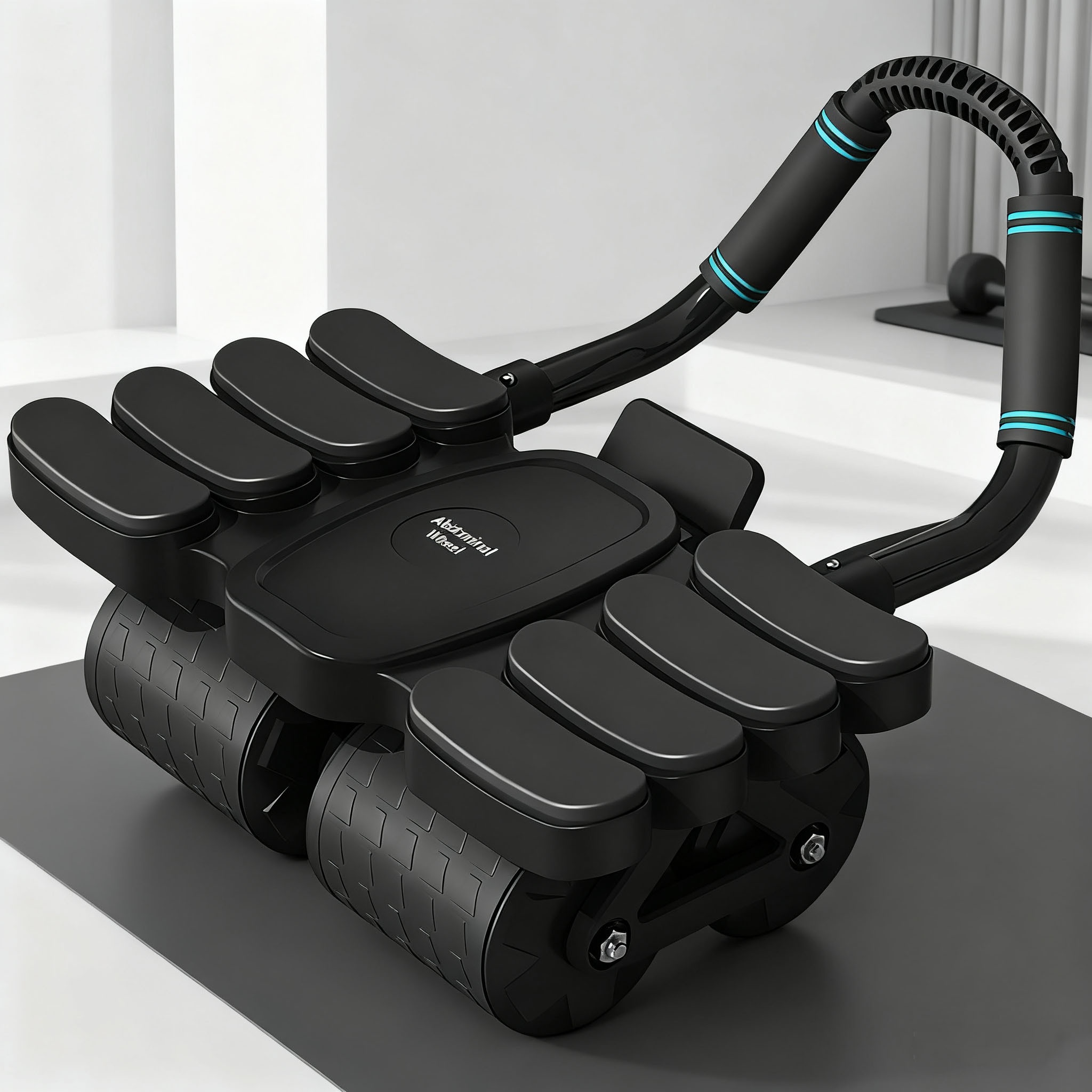 TEMU Rouleau Abdominal Élastique 4 Roues | Noir, Matériau PP, Appareil de Fitness pour Hommes et Femmes, Inclut Support Téléphone, Idéal pour les