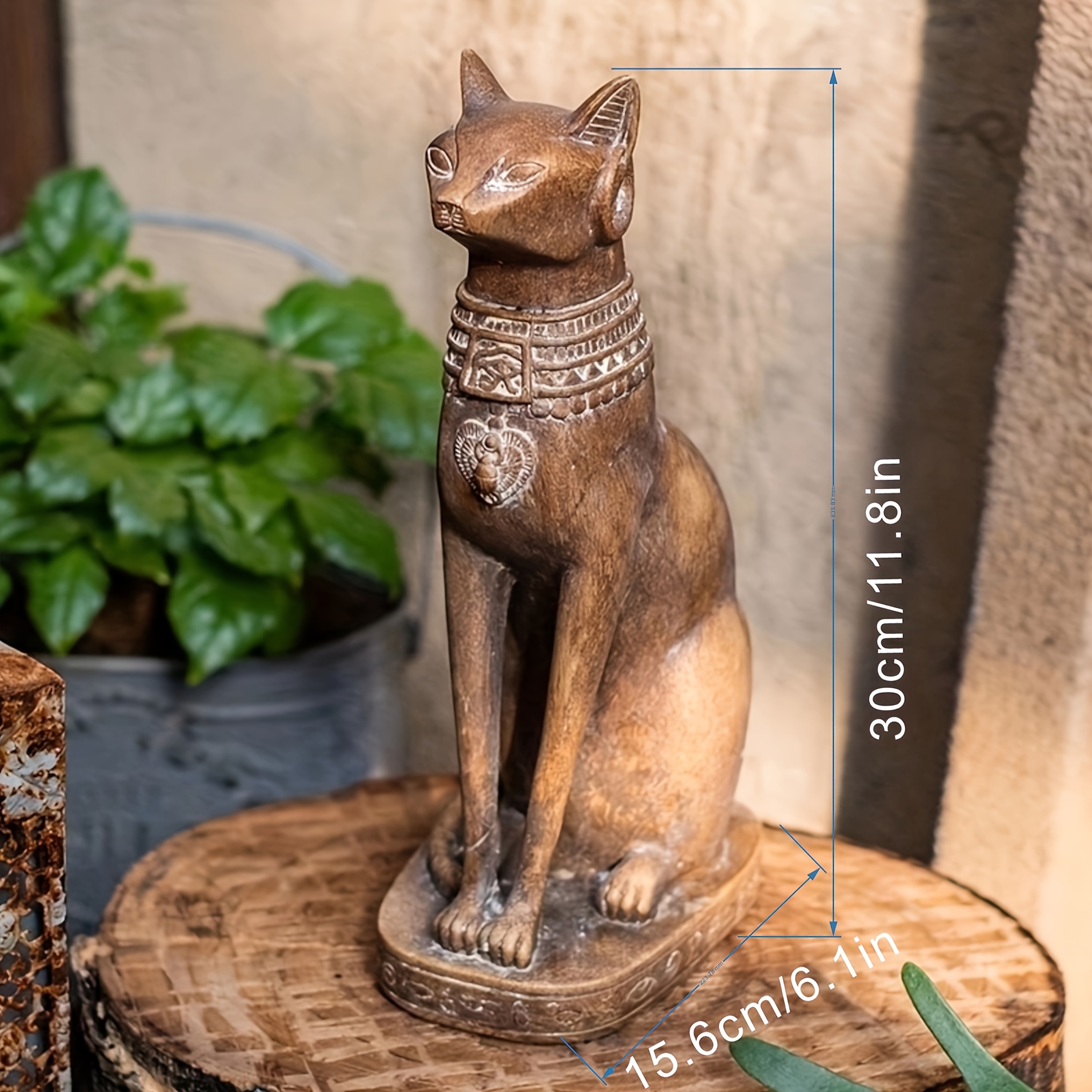 Image of Vintage Egyptian Cat God Pharaoh Resin Statue - Sculpture Wealth, Perfect For Home And Office Decor, Ideal Housewarming Gift, For Christmas, Great Thanksgiving Present