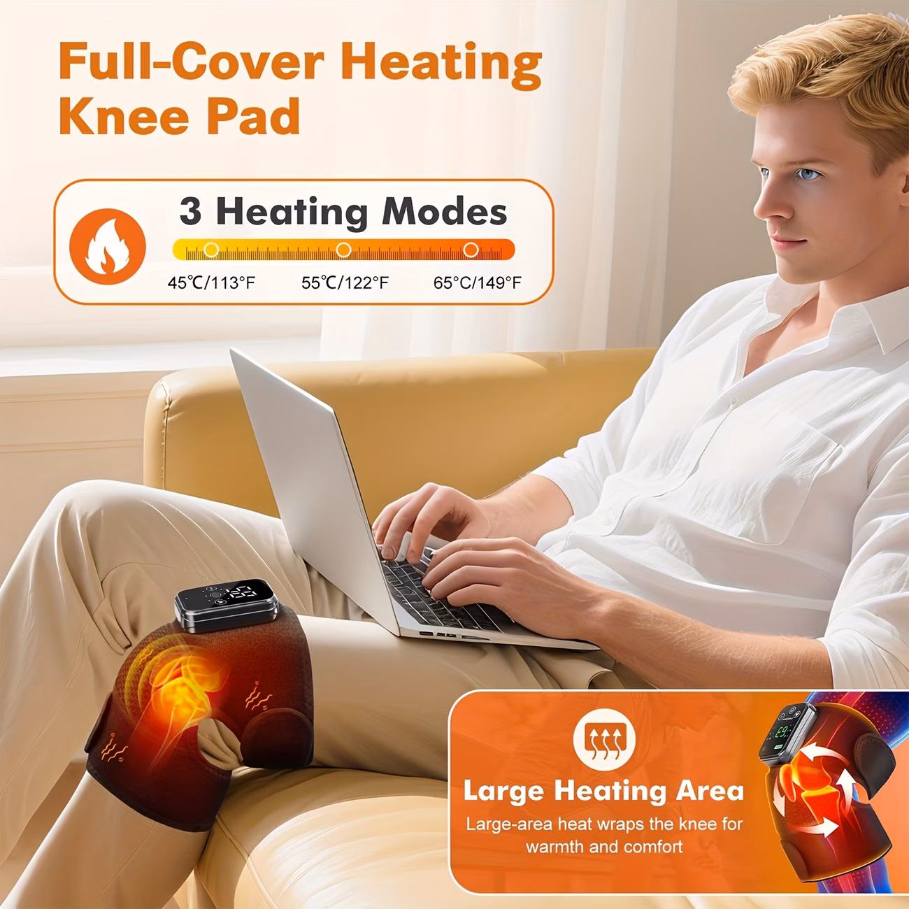 加热膝盖按摩器,无线设计,便携式加热护膝,3合1肩部和肘部加热垫,带振动功能,2000mah电池,膝盖护垫,送给长辈和朋友的完美礼物 商品详情 0