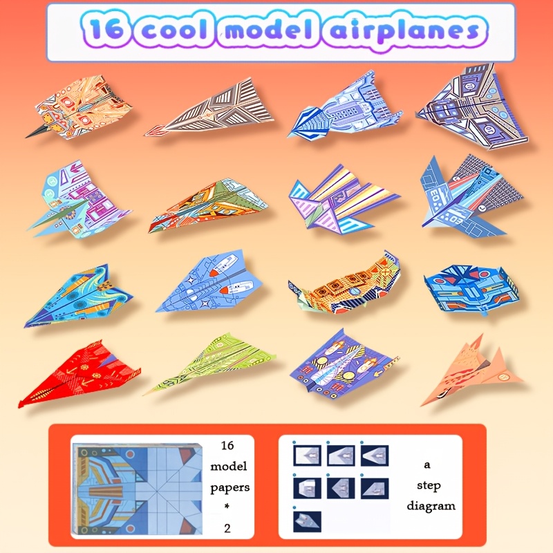 

Kit de 32 Avions en Origami - 16 Modèles Uniques, pour & les des Loisirs Créatifs, Cadeau Idéal pour Garçons & Filles, Idéal pour les Fêtes & en