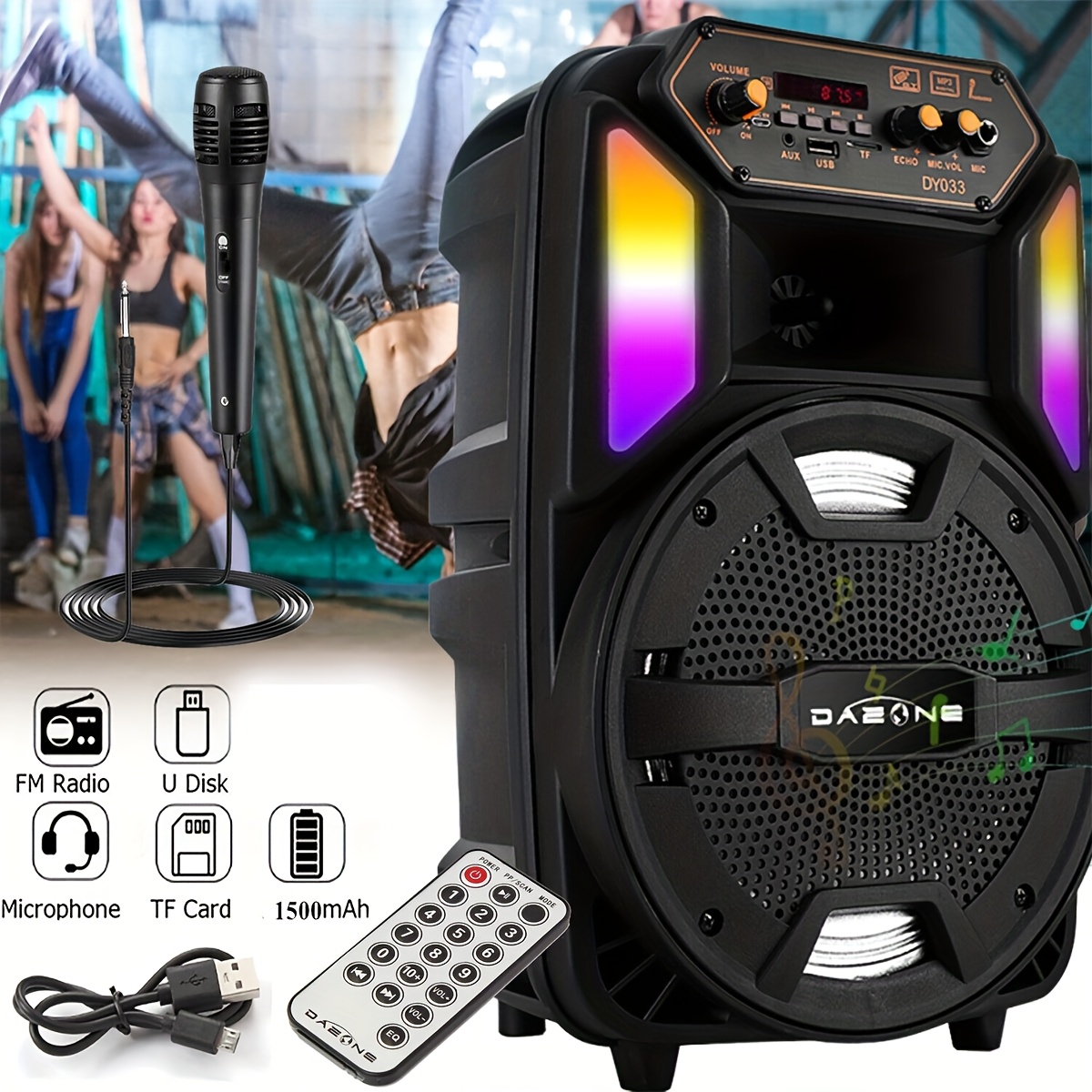 TEMU Portable Bluetooth Wireless Speakers, 85db Loud Speaker Pa System Bluetooth Speaker With Subwoofer, Bluetooth Speaker High , Speaker Sound